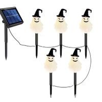 Set of 5 Ghost Solar Powered LED Ghost Yard 3D Waterproof Halloween Spooky Stakes for Home Decor