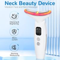 Facial Neck Massager Skin Care Tool 7 Colors LED Light and Heat Mode Rechargeable, Improve Firm Tightening