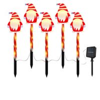 Set of 5 Santa Claus Solar Path Lights8 LED Modes Outdoor Stake Lights ArtCreativity for Pathway and Backyard Decor