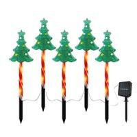 Set of 5 Christmas Tree Solar Path Lights8 LED Modes Outdoor Stake Lights ArtCreativity for Pathway and Backyard Decor