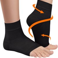 Ankle Compression Sleeve, Plantar Fasciitis Braces, Open Toe Compression Socks for Swelling, Sprain, Arch Support for Men and Women, Black Medium (20-22 CM)