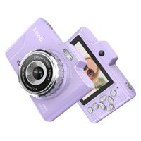 Digital Camera FHD 2.5K 48MP Dual Camera with 32GB SD Card 8X Digital Zoom Card Reader, Portable Compact Small Play Camera Gift for Beginner Children (Purple)