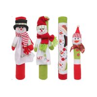 4 Piece Set Christmas Snowman Refrigerator Door Handle Covers Standard Size Kitchen Appliance Decorations for Refrigerator Microwave Oven