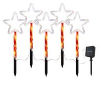 Set of 5 Christmas Stars Solar Path Lights8 LED Modes Outdoor Stake Lights ArtCreativity for Pathway and Backyard Decor