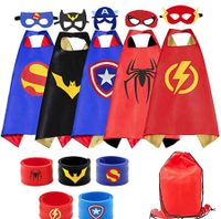 Superhero Capes and Masks Dress up Costumes Christmas Cosplay Festival Birthday Party Favors for Kids  5 cloaks  wristbands eye masks bag