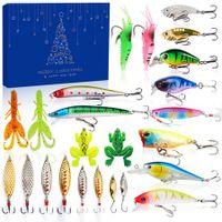 Fishing Advent Calendar Men Teen Boys,Fishing Lure Advent Calendarfor Freshwater Saltwater Soft Lures Spoons Minnow Popper Crankbait VIB Fishing Gifts