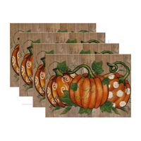 Set of 4 Pumpkins Halloween Placemats 25x32cm Seasonal Table Mats for Party and Kitchen Dining Decoration