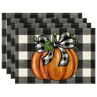 Set of 4 25x32cm Pumpkins Halloween Placemats Seasonal Table Mats for Party and Kitchen Dining Decoration