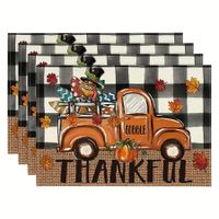 Set of 4 Cartoon thanksgiving Placemats 25x32cm Seasonal Table Mats for Party and Kitchen Dining Decoration