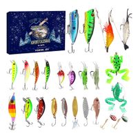 Fishing Advent Calendar, 24 Day Fishing Lure Countdown Calendar with Spoons Minnow Popper Crankbait VIB Xmas Fishing Gift for Father Granpa Brother