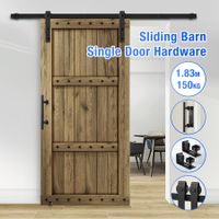 Sliding Barn Door Hardware Kit 1.83m Track Roller Bottom Floor Guide Gate Handles Carbon Steel Slide Shed Bedroom Office Single Doors