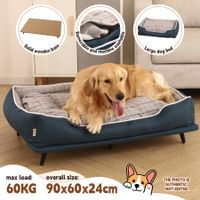 Large Pet Dog Bed Puppy Sofa Cat Couch Doggy Lounge Chaise Furniture Raised Elevated Soft Cushioned 90x60x24cm