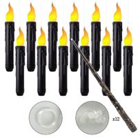 Halloween Decorations, 12 Pcs Floating Candles with Wand Remote, Flickering Warm Light Battery Operated LED Hanging Candles for Halloween Decor Indoor Outdoor Party