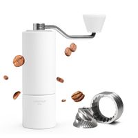 Coffee Grinder,Chestnut C2S Manual Coffee Grinder Stainless Steel S2C Conical Burr Coffee Grinder,Capacity 25g Hand Coffee Bean Grinder,Double Bearing Positioning,White