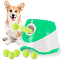 Automatic Ball Launcher for Small and Medium Dogs, Indoor and Outdoor Tennis Ball Thrower, 6PCS Mini Tennis Balls,Green