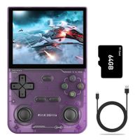 Retro Handheld Game Console, Supports 9000+ Games, Equipped with 64G TF Card, Portable Mini Retro Video Games Console, 3.5 inch IPS Screen (Purple)