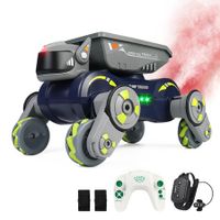 Remote Control Car 2.4GHz RC Robot Dog Toy with Spray Lights Music 360 Degree Rotating 8 WD Gesture Sensing Stunt Car Toy Gifts for Kids Ages 6+(Green)