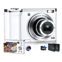 5K Digital Camera,56MP Cameras with Front and Rear Lens,Touch Screen 10X Optical Zoom,6-Axis Anti-Shake,Autofocus Vlogging Compact Camera with 64GB SD Card,2 Batteries