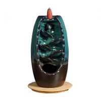 Incense Burner Mountain Waterfall Smoke Backflow Ceramic Cone Holder + 198 Cones