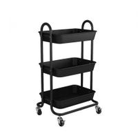 3 Tiers Kitchen Storage Trolley Black