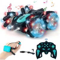 Gesture Sensing RC Stunt Car with Light, 2.4G 4WD Hand Controlled Gravity Remote Control Car Toy with 360 Degree  Flips Car for Boys Age 6 and Up, Black