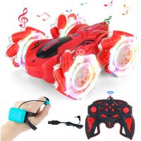 Gesture Sensing RC Stunt Car with Light, 2.4G 4WD Hand Controlled Gravity Remote Control Car Toy with 360 Degree  Flips Car for Boys Age 6 and Up, Red