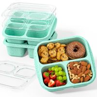 Snack Boxes,Stackable Bento Boxes with 3 Compartments,Meal Prep Containers Reusable,Lightweight Lunch Containers,3 Pack Green