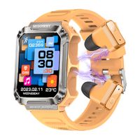 2023 Newest Smart Watch With Earbuds 3 in 1 Fitness Tracker 1.96inch HD Screen 4GB Large Memory Bluetooth Call Sports Men Color Orange