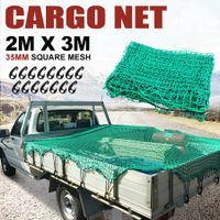 2M x 3M Cargo Net Ute Trailer Truck 35mm Mesh Bungee Cordw With 15pc Hook