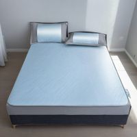 120*200cm 2p Set Luxurious Viscose Fiber Bedding Summer Cool Feeling Silky  Bedding Mat Pillow Case Breathable Antibacterial Foldable Washable Soft