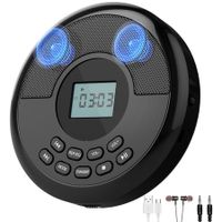 Portable CD Player Bluetooth,Rechargeable CD Player with Speakers and Headphones,Small CD Player for Car Plug in with Anti-Skip Protection,CD/USB/BT Playable,Bluetooth Transmitting