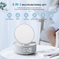 6-in-1 Bluetooth Speaker with Digital Alarm Clock,Mirror,Night Light,Phone Holder and Wireless Speaker Charger for Phone Music