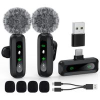 USB C Lavalier Microphone Wireless Mini Mic for Type-C Android Phone/Tablet/PC Video Recording Clip-on Mics with Rotatable Clip&Denoise Recording