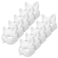 10PCS Cat Mask Therian Masks White Cat Masks Dress Up Masks DIY White Masks Cosplay Masks Costume Party Favors