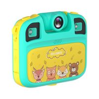 Waterproof 1080P Video Underwater Camera for Kids with Silicone Cover,Puzzle Games,2.4" Selfie Toddler Camera Toys for 3+ Years Old-Green