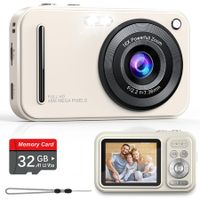 Digital Camera,Autofocus 48MP FHD 1080P Camera for Kids with 16X Zoom Anti Shake,Compact Portable Small Point and Shoot Digital Cameras with 32GB Memory Card,Beige