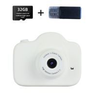 1080P White Mini Kids Digital Camera Dual Lens 2 Inch IPS Screen Cute Photo Frames Games with Neck Strap Ideal Birthday Gift