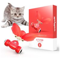 Interactive Cat Toys, Rechargeable Automatic Cat Toy with Feather and Bell for Indoor Cats Fast Rolls on Thin Carpet, Enters Sleep Mode after 5 Minutes, Motion Activated Cat Toy