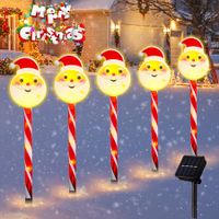 5-in-1 Solar Christmas Santa Light Garden Stake Lights For Patio, Yard, Garden, Walkway, Lawn Outdoor Christmas Decoration