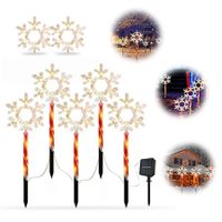 5-in-1 Solar Christmas Snowflake Light Garden Stake Lights For Patio, Yard, Garden, Walkway, Lawn Outdoor Christmas Decoration