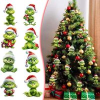 Grinch Acrylic Christmas Tree Pendants Set 8 Pack Advent Calendar Party Gifts Christmas Decor