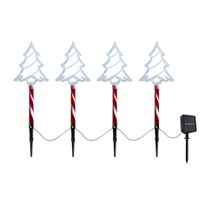 Set of 4 Solar Christmas Tree Pathway Lights Waterproof 4 LED Warm White Landscape Decor for Yard Patio Path