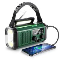 10000mAh Emergency Hand Crank Radio AM/FM with LED Flashlight Solar Radio, Portable Weather Radio for Family Outdoor Camping,Green