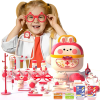 64pcs Pretend Play Doctor Nurse Toy Set Girls Boys Medical Box Set Children Injection Simulation Toy Christmas Birthday Gifts Col. Pink