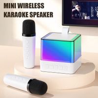 Mini Karaoke Machine, Bluetooth Portable Karaoke With 2pcs Wireless Microphones, Karaoke Machine For Kids  with Bass Dazzling Lights