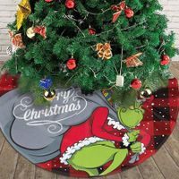 Merry Christmas Tree Skirt Collar 122cm Soft Farmhouse Holiday Decoration (Grinch)