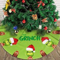 Merry Christmas Tree Skirt Collar 122cm Soft Farmhouse Holiday Decoration (Grinch)