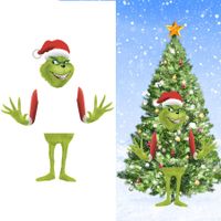 Christmas Grinch Tree Topper Decoration Large Size Cardboard Head Arms Legs Grinch Plugin For Christmas Party Home Decor