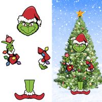 Christmas Grinch Tree Topper Decoration Large Size Cardboard Head Arms Legs Grinch Plugin For Christmas Party Home Decor