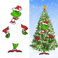 Christmas Grinch Tree Topper Decoration Large Size Cardboard Head Arms Legs Grinch Plugin For Christmas Party Home Decor